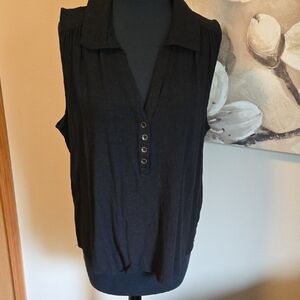 Maurices XXL Black Button-Front Tank Top